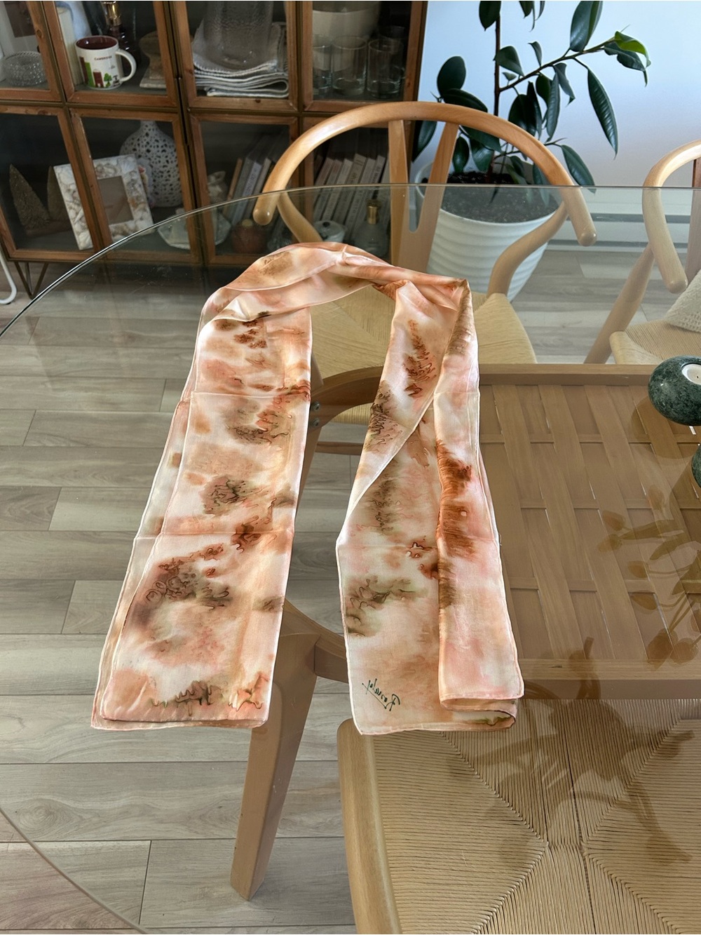 100% Silk Handmade Print Scarf